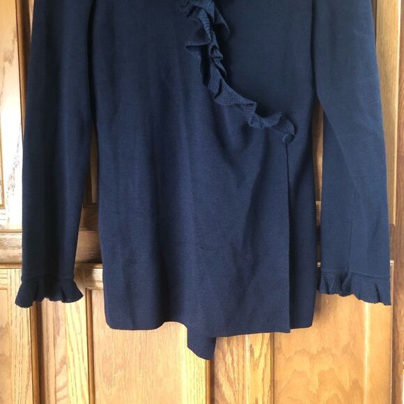 Adrianna Papell Ruffle Wool Blend Wrap Cardigan - M - Picture 4 of 9
